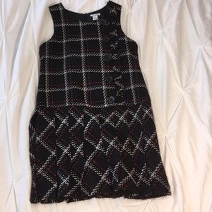 Never worn black dress with white and red plaid.